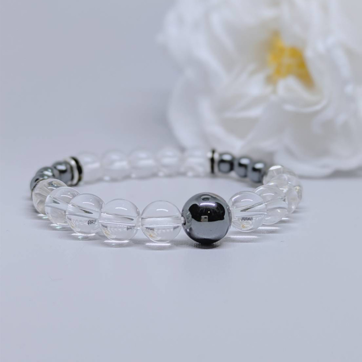 ヘマタイトと水晶のブレス